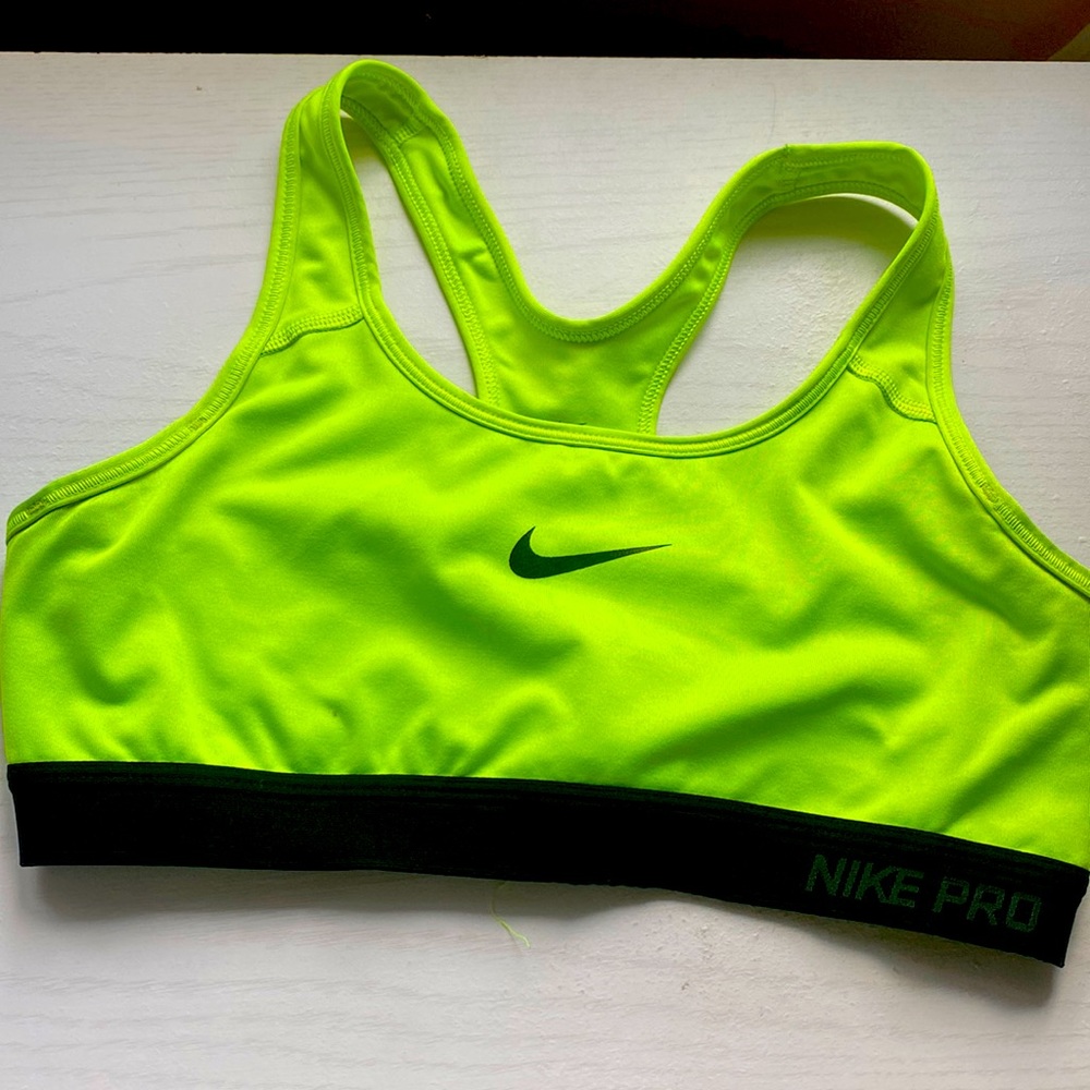 Neon yellow mike sports bra